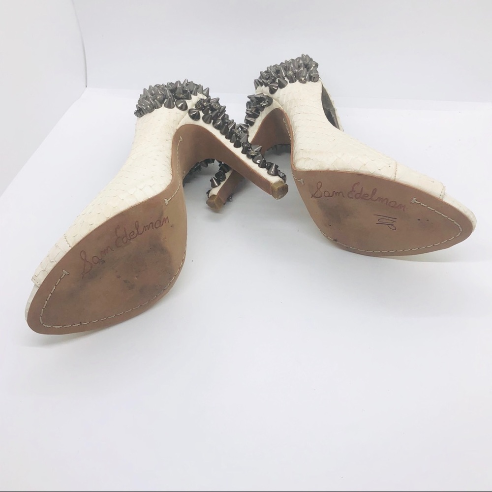 Sam Edelman Lorissa Snakeskin Peep Toe Heels - Picture 12 of 16